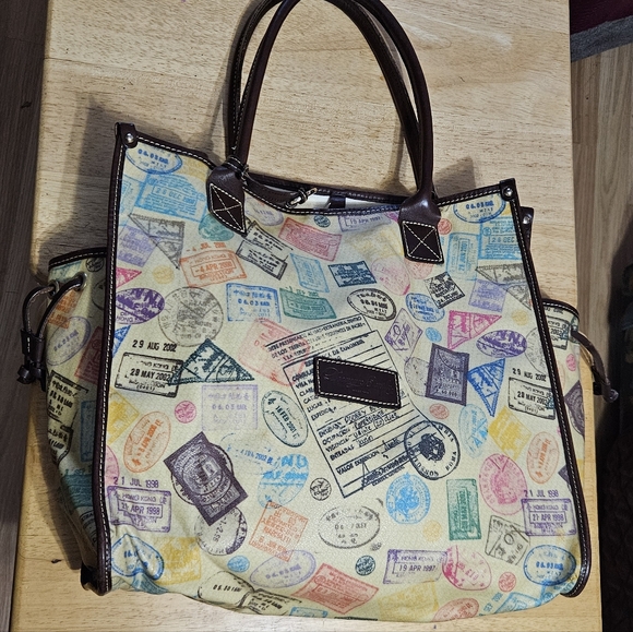 Dooney & Bourke Handbags - Dooney & Bourke Multicolor Travel Stamp Tote